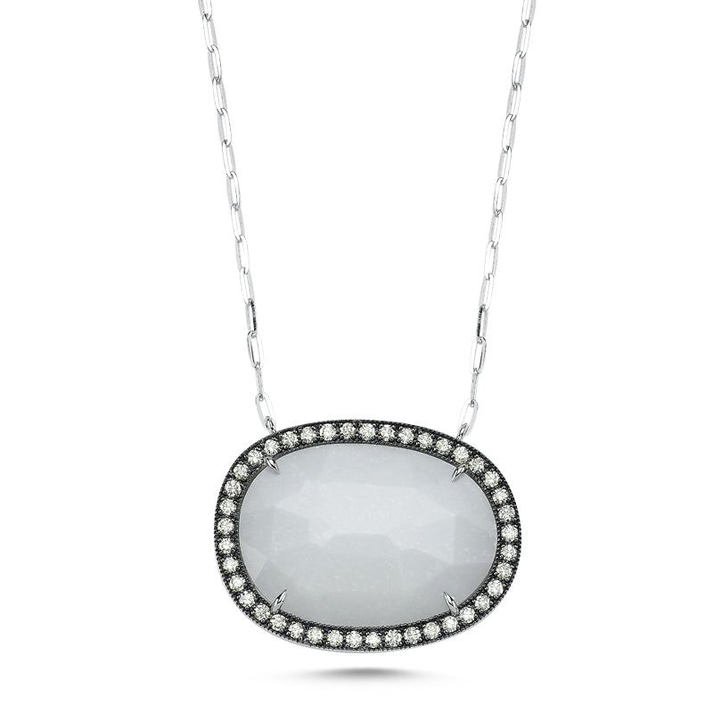 
            
                Load image into Gallery viewer, 14Kt gold, diamond and moonstone necklace
            
        