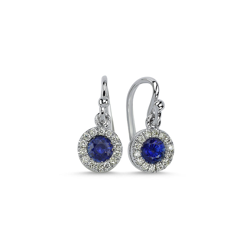 14Kt gold, diamond and blue sapphire earrings
