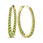 14Kt gold and peridot inside out oval hoop earrings