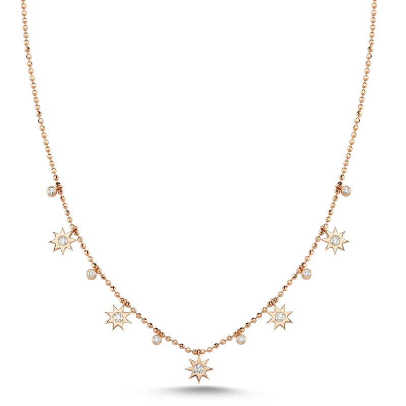 14Kt gold and diamond starburst necklace