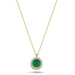 14Kt gold, diamond and emerald birthstone pendant