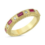 14Kt gold, diamond and ruby wedding band