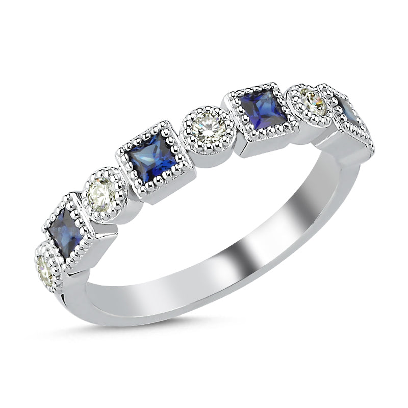 
            
                Load image into Gallery viewer, 14Kt gold, diamond and sapphire half way band
            
        