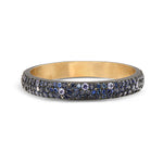 24Kt gold/silver bangle bracelet with diamonds, sapphires and tanzanites
