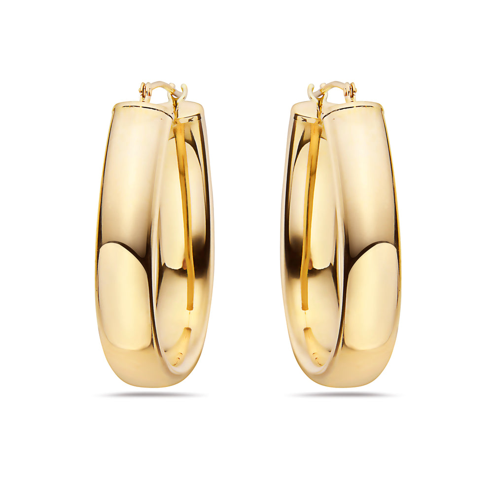 14Kt gold oval hoop earrings