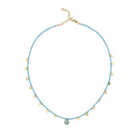 14Kt gold, turquoise and diamond necklace