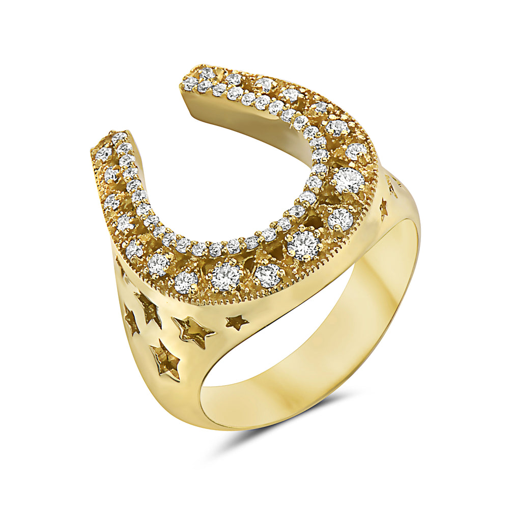 14kt yellow gold and diamond horseshoe ring