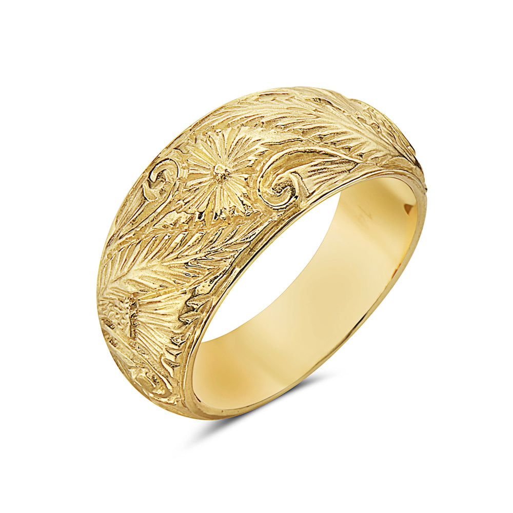 
            
                Load image into Gallery viewer, 14kt yellow gold hand engraved band
            
        