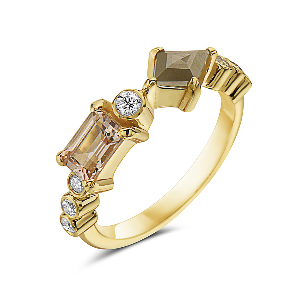 
            
                Load image into Gallery viewer, 14kt yellow gold, diamond and morganite ring
            
        
