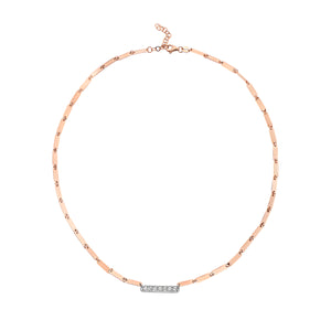 14Kt pink gold and diamond bar necklace