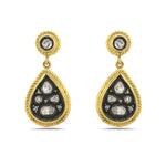24Kt gold/silver and rose cut diamond earrings