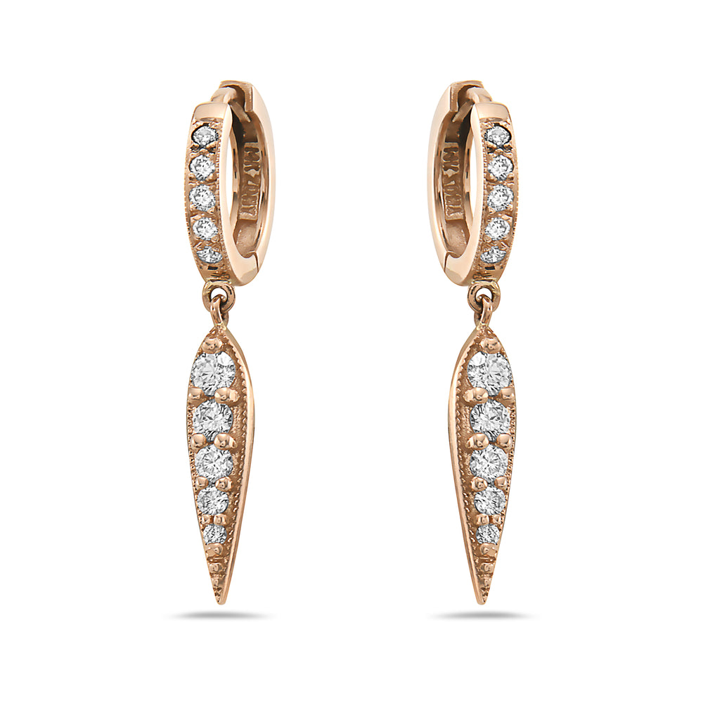 
            
                Load image into Gallery viewer, 14Kt rose gold and diamond dagger earrings
            
        