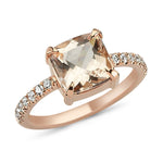 18kt pink gold diamond and morganite ring