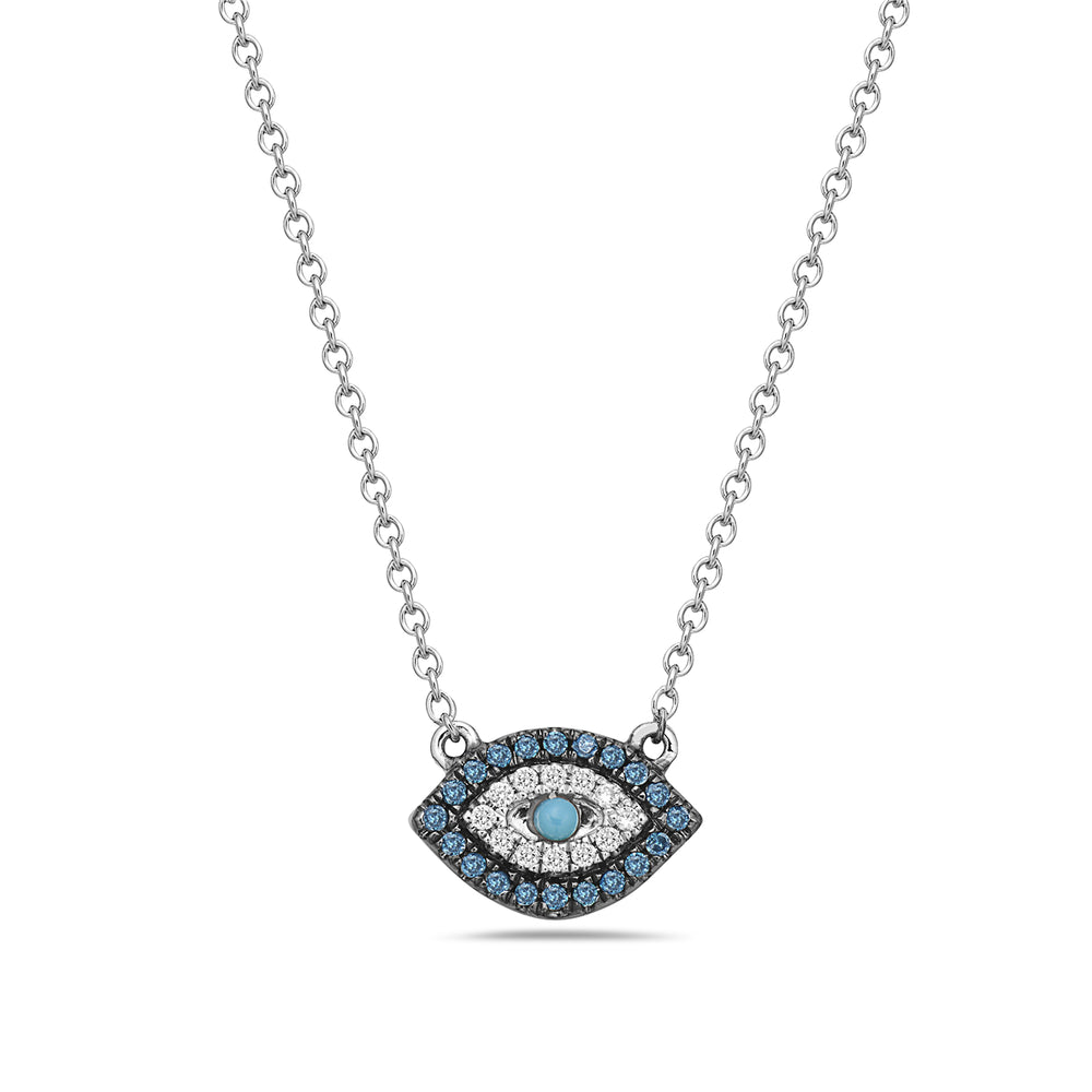 
            
                Load image into Gallery viewer, 18Kt w/g and diamond evil eye necklace
            
        