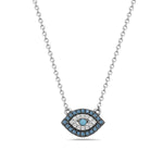 18Kt w/g and diamond evil eye necklace