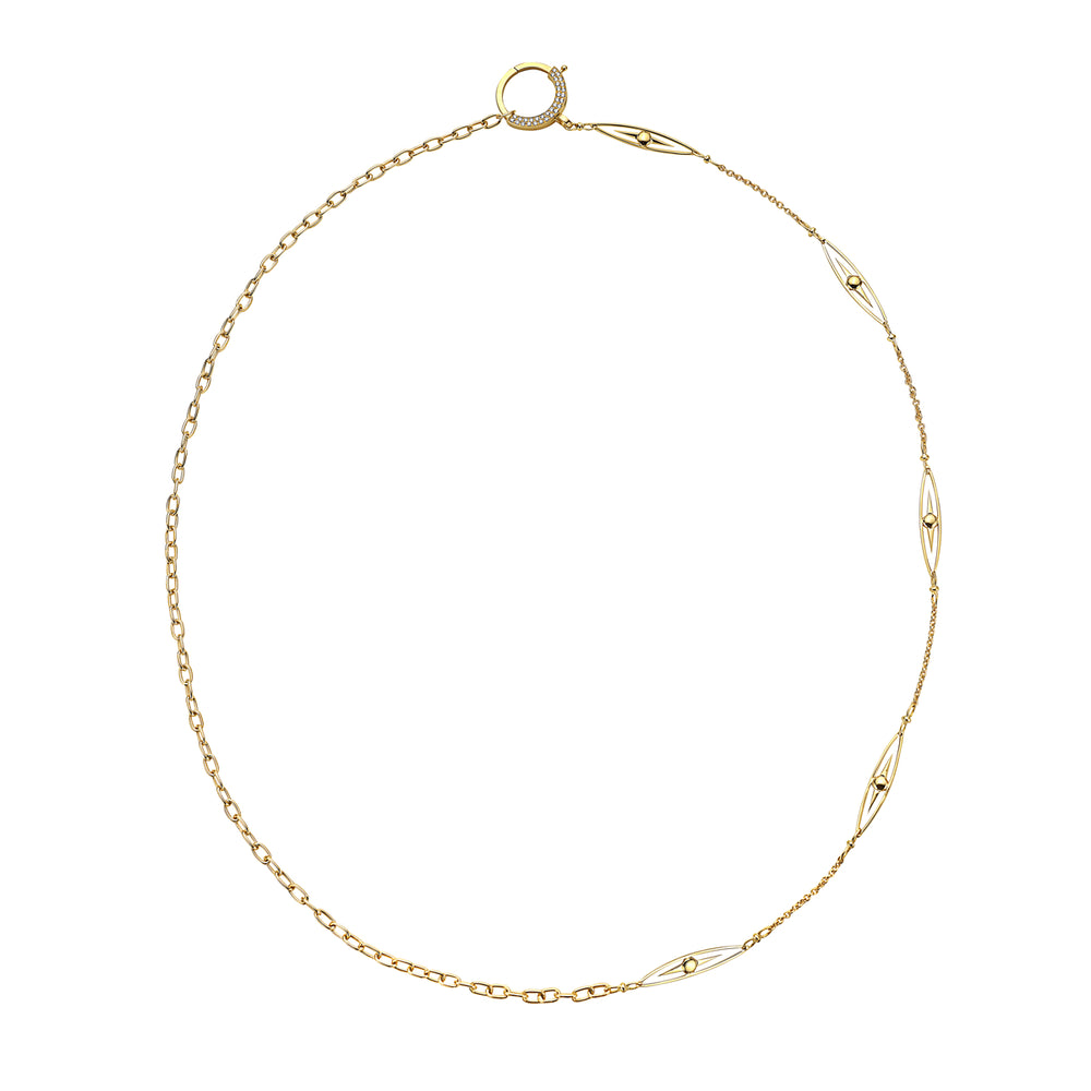 
            
                Load image into Gallery viewer, 14Kt gold and diamond long necklace
            
        