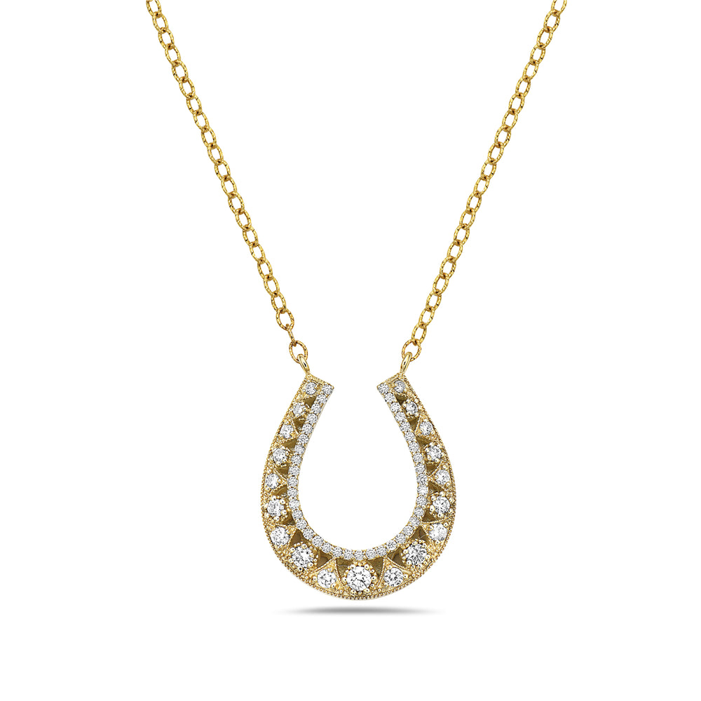 14Kt gold and diamond horseshoe necklace