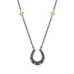 14Kt gold/silver, diamond and turquoise horseshoe necklace