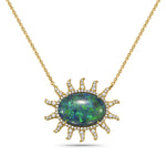 14Kt gold, diamond and opal sun necklace