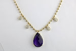 14Kt gold diamond and amethyst necklace