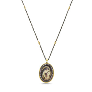 
            
                Load image into Gallery viewer, 24Kt gold and silver Madonna and Child pendant
            
        