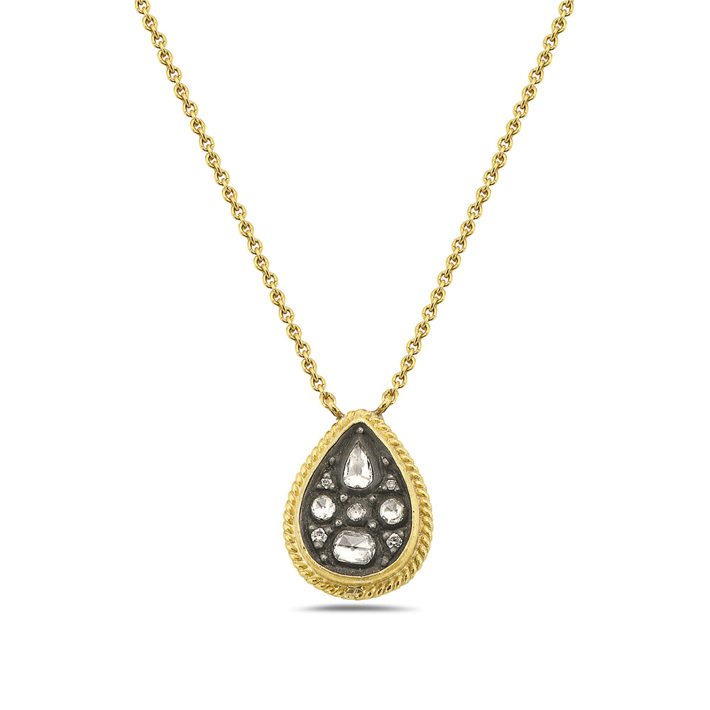 24Kt gold/silver and diamond pendant