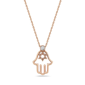 
            
                Load image into Gallery viewer, 18Kt gold and diamond hamsa pendant
            
        