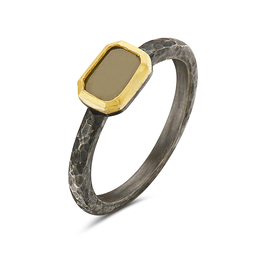 24Kt gold/silver and natural diamond ring