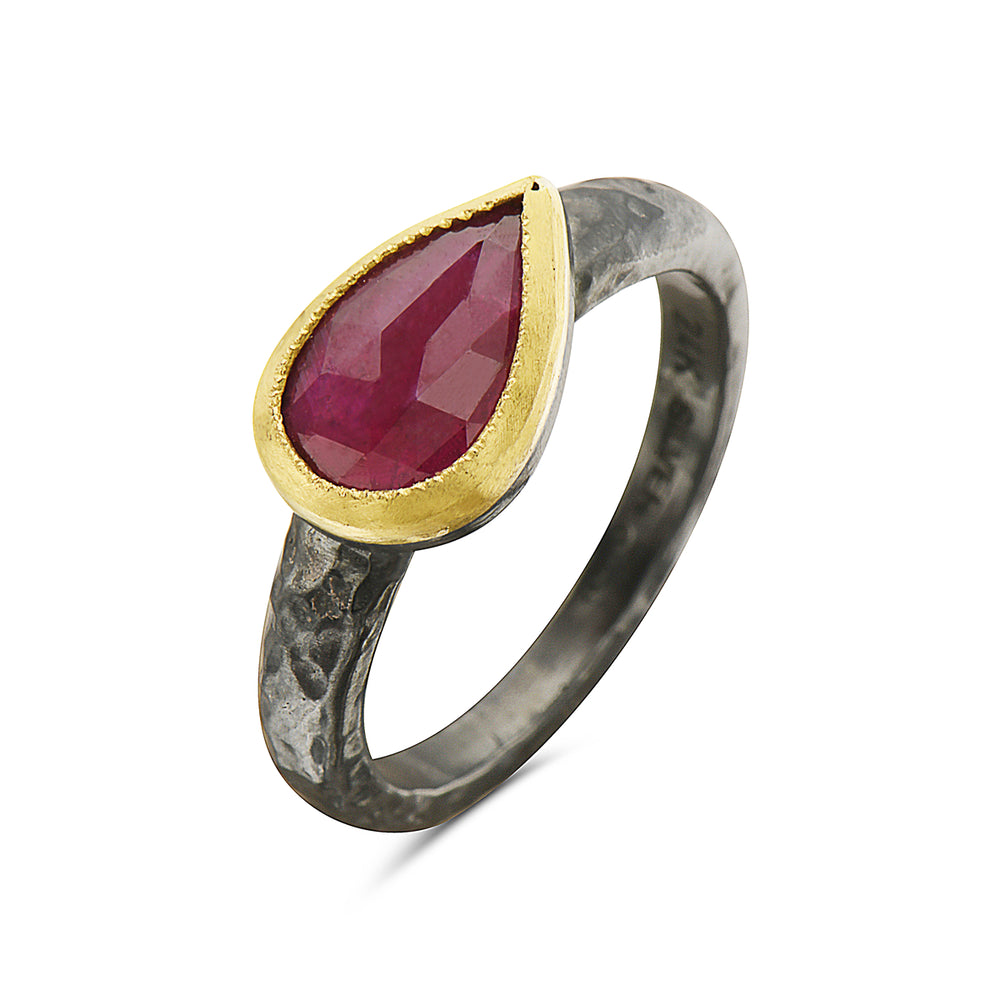 
            
                Load image into Gallery viewer, 24Kt gold and silver ruby ring
            
        