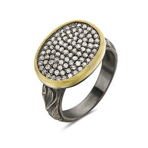
            
                Load image into Gallery viewer, 24Kt gold/silver and diamond oval ring
            
        
