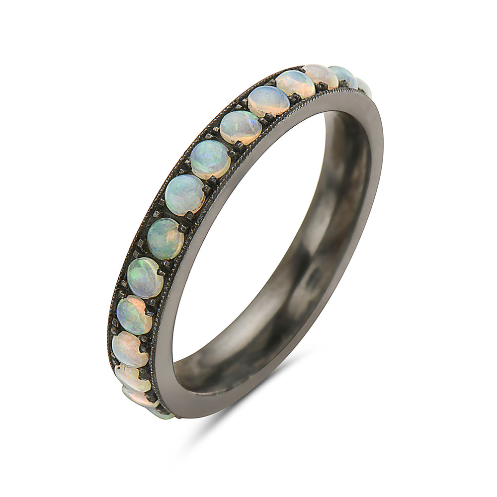 
            
                Load image into Gallery viewer, Silver and opal eternity band
            
        