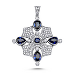 14kt white gold diamond and blue sapphire pendant
