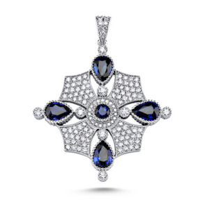 
            
                Load image into Gallery viewer, 14kt white gold diamond and blue sapphire pendant
            
        