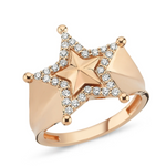 14kt pink gold and diamond star ring