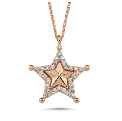 14kt pink gold diamond star pendant