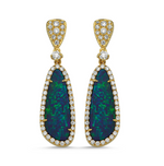 18kt yellow gold earrings with Australian opals and diamonds