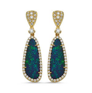 
            
                Load image into Gallery viewer, 18kt yellow gold earrings with Australian opals and diamonds
            
        