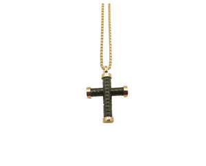 14kt yellow gold and black onyx cross pendant