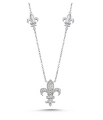 14kt white gold and diamond fleur de lis necklace