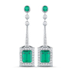 18kt white gold, diamond and emerald earrings