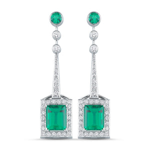 
            
                Load image into Gallery viewer, 18kt white gold, diamond and emerald earrings
            
        